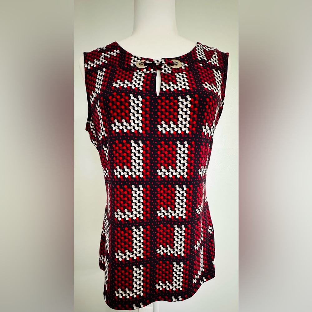NWT Tommy Hilfiger Red, Black and White Graphic Fitted Tank Top - Medium
